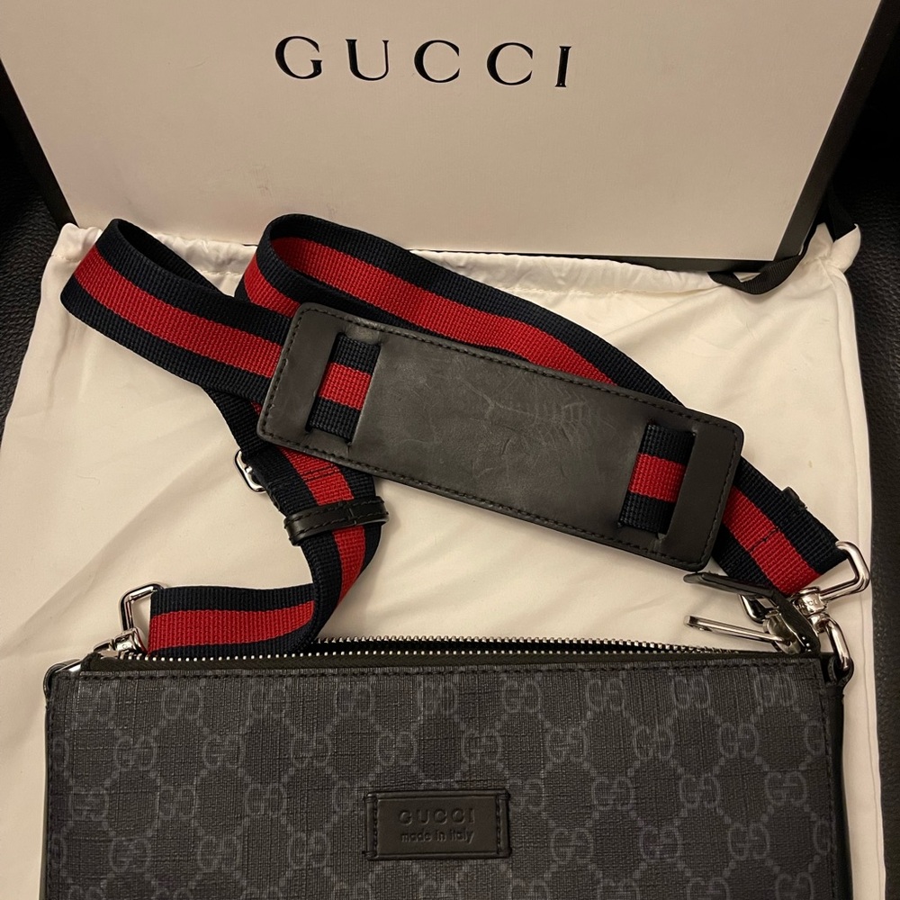 Gucci Messenger GG Supreme Black Grey - Picture 7 of 8
